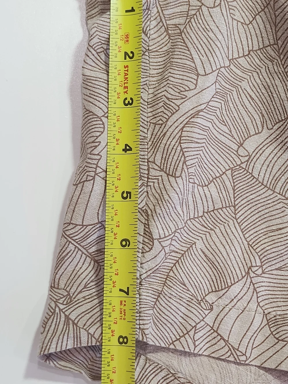 Banana Republic Tan Botanical Leaf Print 100% Cotton Drawstring Casual Shorts L